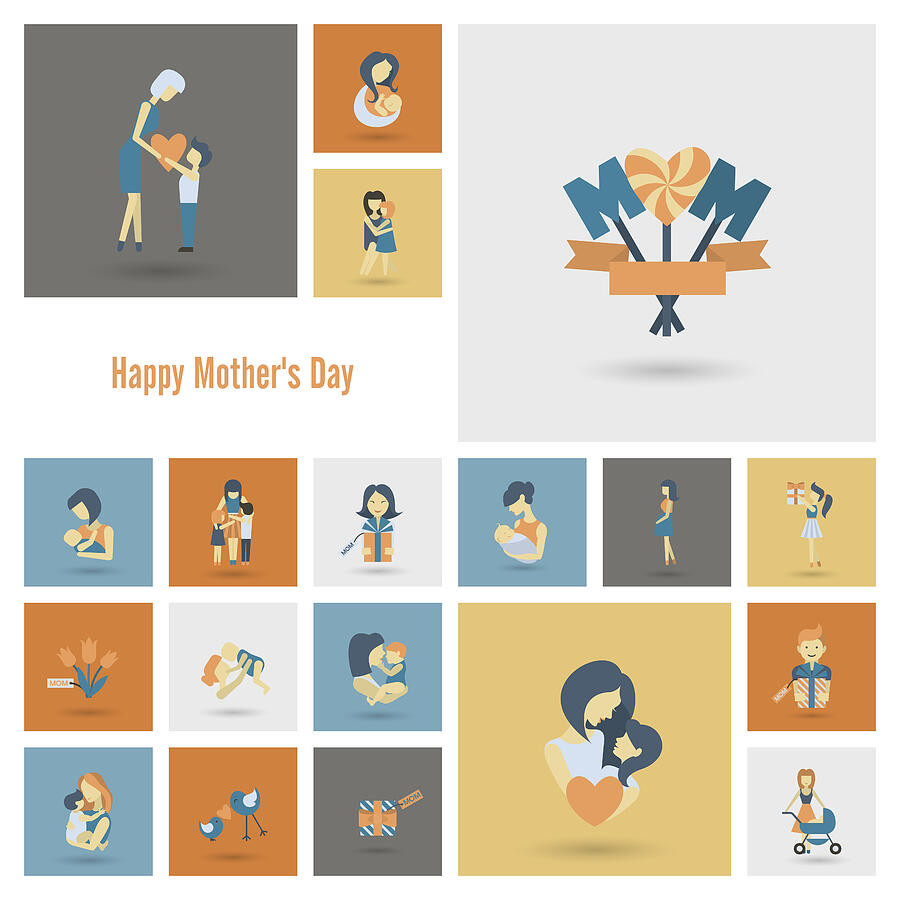 Happy Mothers Day Icons #1 Drawing by HelenStocker