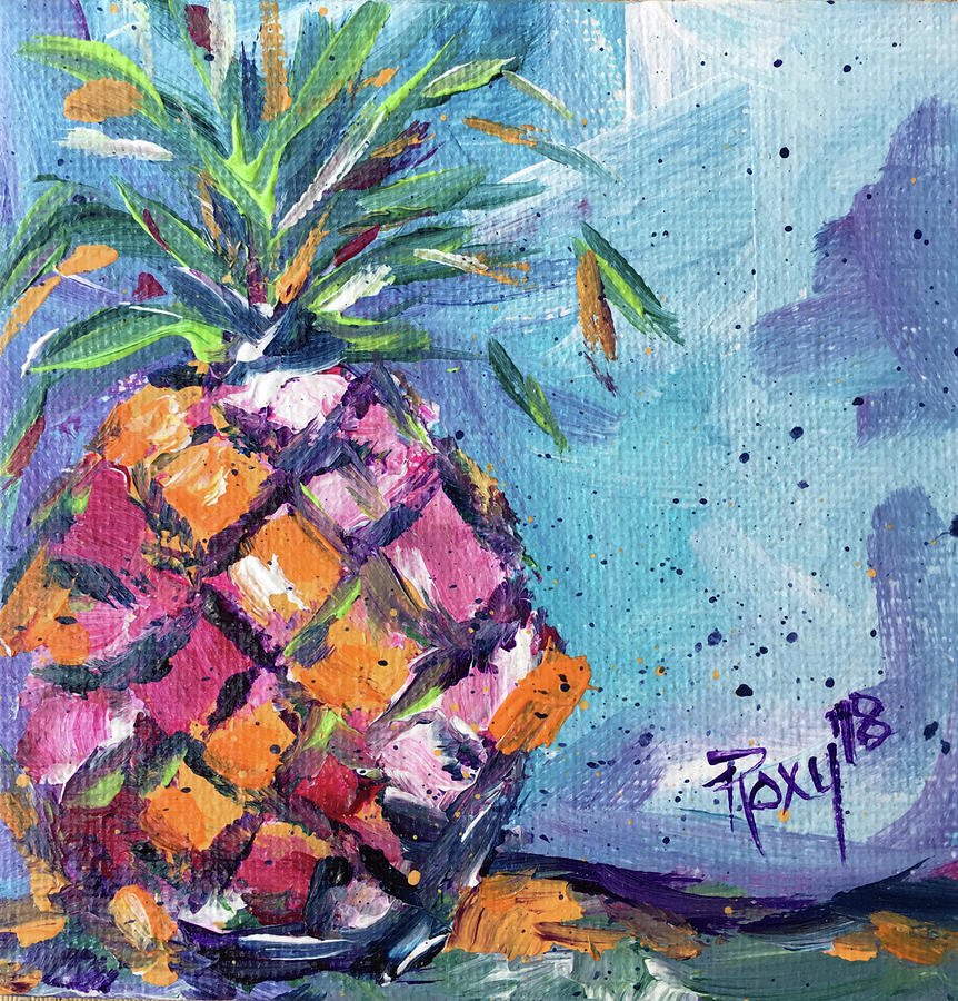Happy Pineapple Painting by Roxy Rich