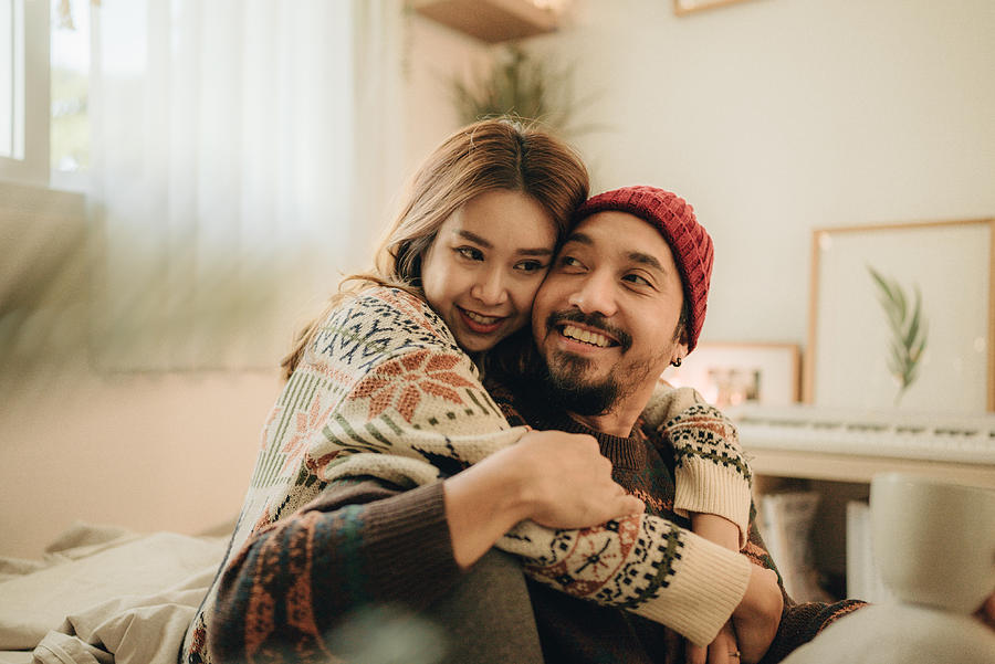 Happy young couple relaxing talking laughing drinking coffee tea #1 Photograph by Staticnak1983 Happy young couple relaxing talking laughing drinking coffee tea #1 Photograph by Staticnak1983
