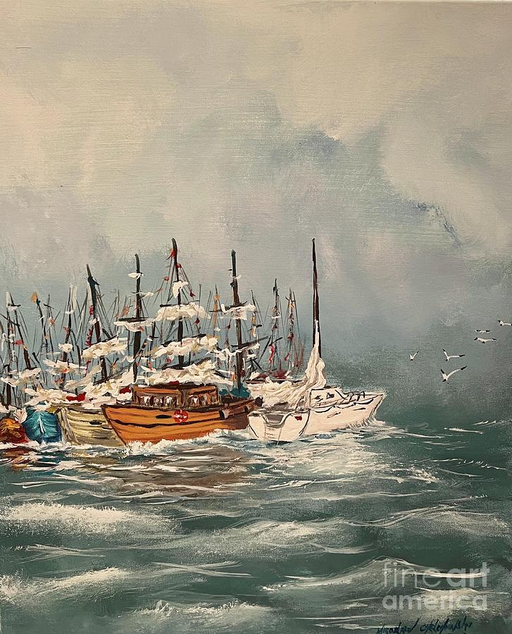 Harbor Painting by Miroslaw  Chelchowski
