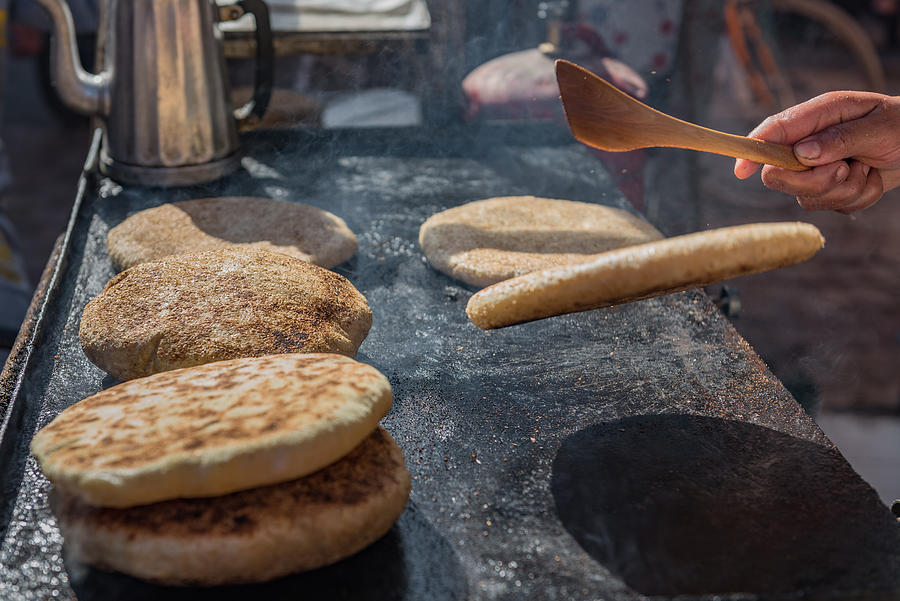 Harcha semolina griddle bread, Marrakech, Morocco #1 Photograph by Malcolm P Chapman