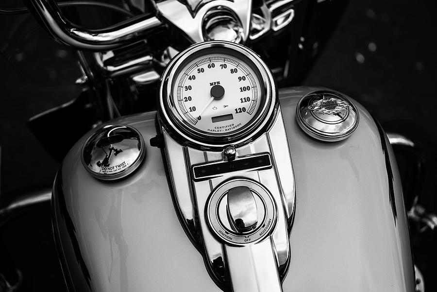 Harley-Davidson in Black and White #1 Photograph by Alan Goldberg