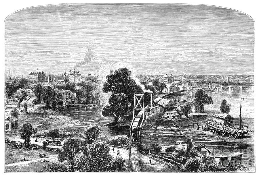 Hartford, Connecticut, 1874 #1 Drawing by J Douglas Woodward
