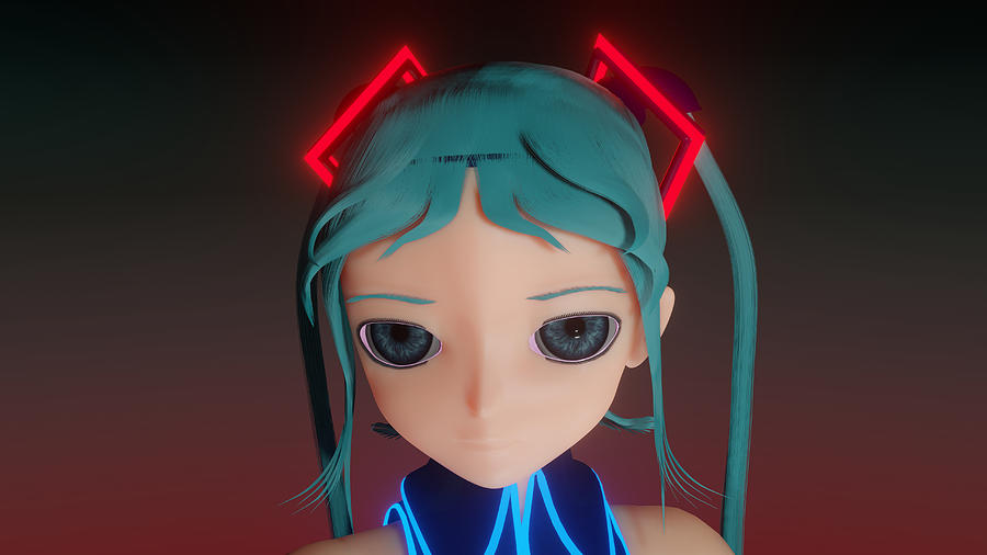 Hatsune Miku Blender Hair Digital Art by Hunor Santa - Fine Art America