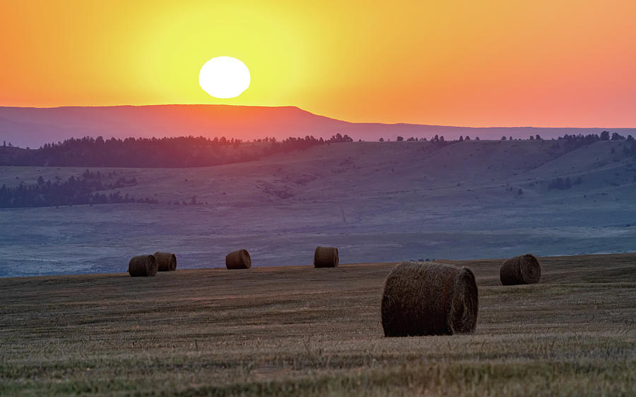Hay Bales At Sunrise #1 Photograph by Gary Beeler
