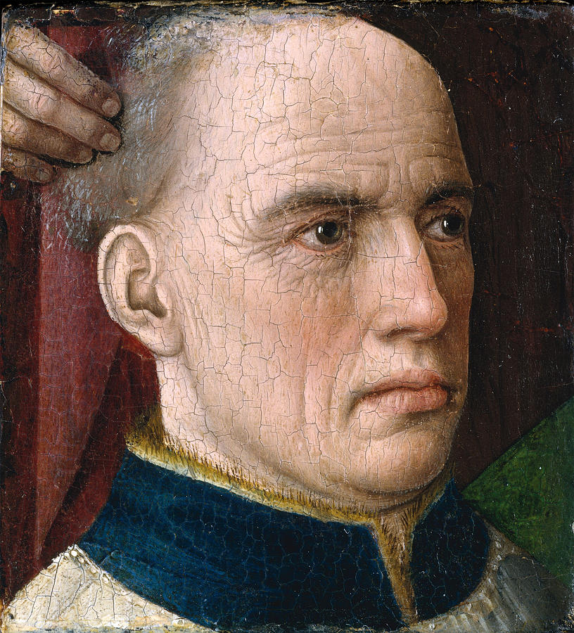 Head of a Donor  #2 Painting by Attributed to Albert van Ouwater
