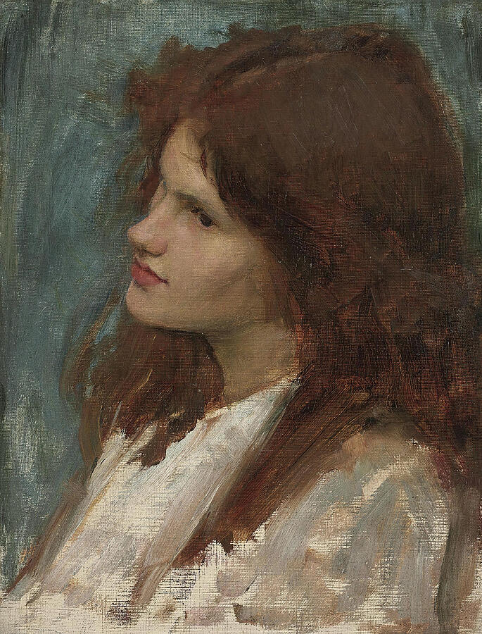 Head of a Girl, by 1917 Painting by John William Waterhouse