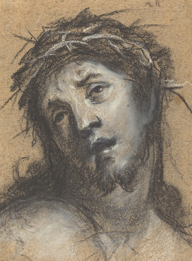 Head of Christ #2 Drawing by Johann Ulrich Mayr