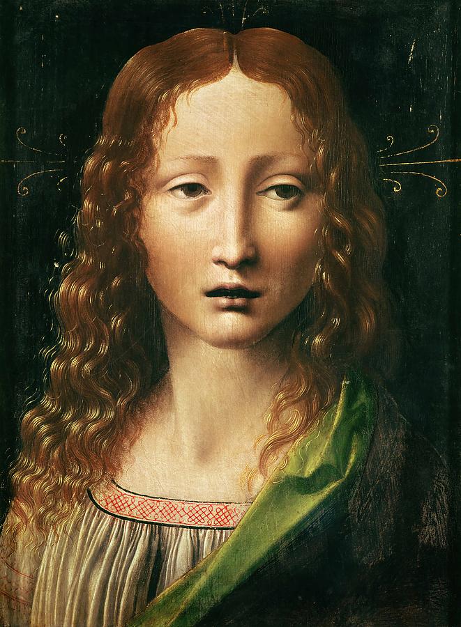 Head of the Saviour oil on panel Painting by Leonardo da Vinci - Fine ...