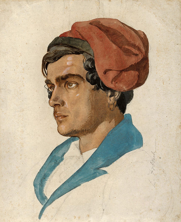 Head Study of a Fisherman from Capri #2 Drawing by Lorenz Frolich