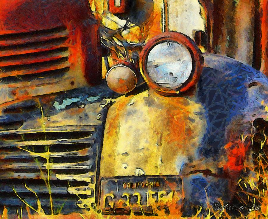 Headlight On A Retired Relic Abstract #1 Photograph by Barbara Snyder