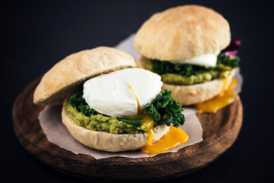 Healthy burger with poached egg, avocado #1 Photograph by Arx0nt