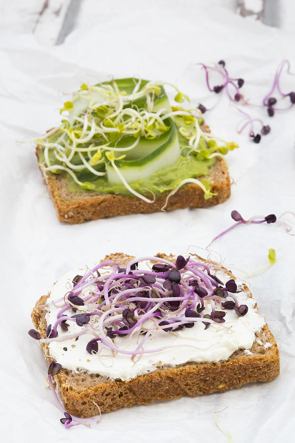 Healthy whole grain bread with different toppings #1 Photograph by Larissa Veronesi
