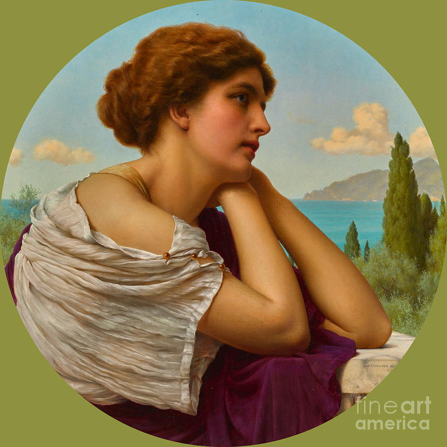 Heart On Her Lips And Soul Within Her Eyes #1 Painting by John William Godward