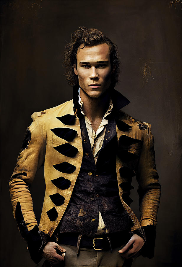 Fantasy Digital Art - Heath  Ledger  as  a  Young  handsome  man  gold  at  fu by Asar Studios #1 by Celestial Images