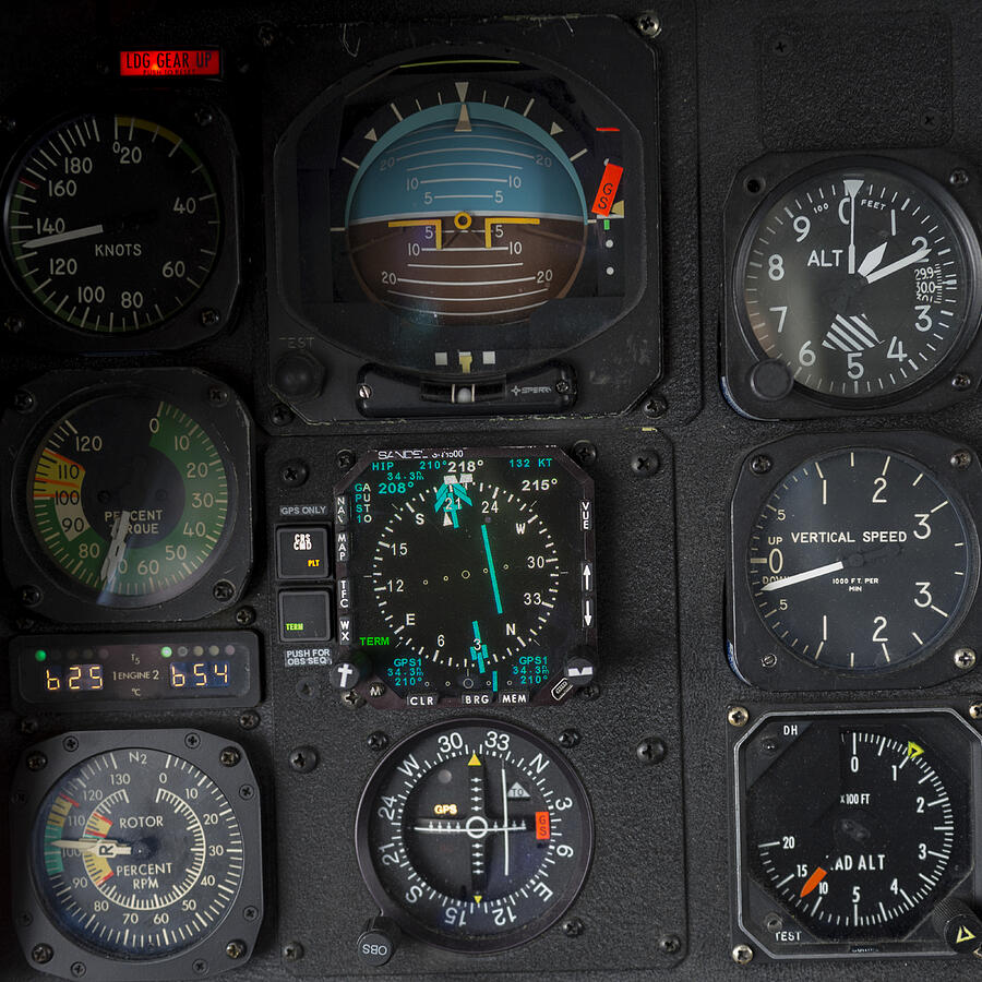 Helicopter cockpit instrument panel #1 Photograph by Fotosearch