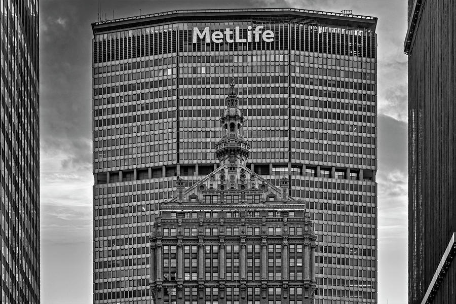 Hemsley and Met Life Building NYC BW #1 Photograph by Susan Candelario