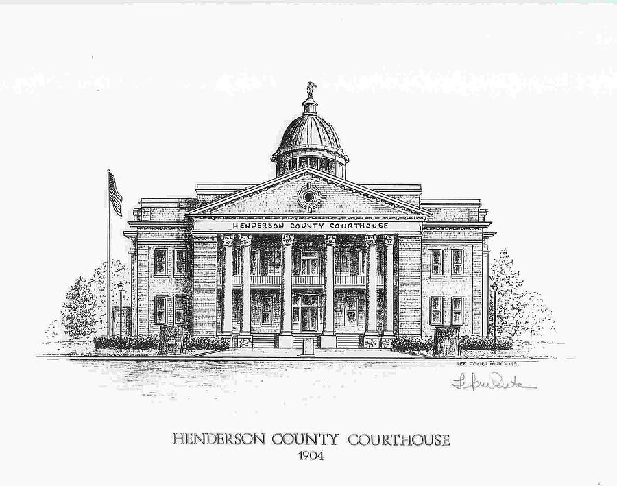 Henderson County Courthouse 2 Drawing by Lee Pantas Fine Art America