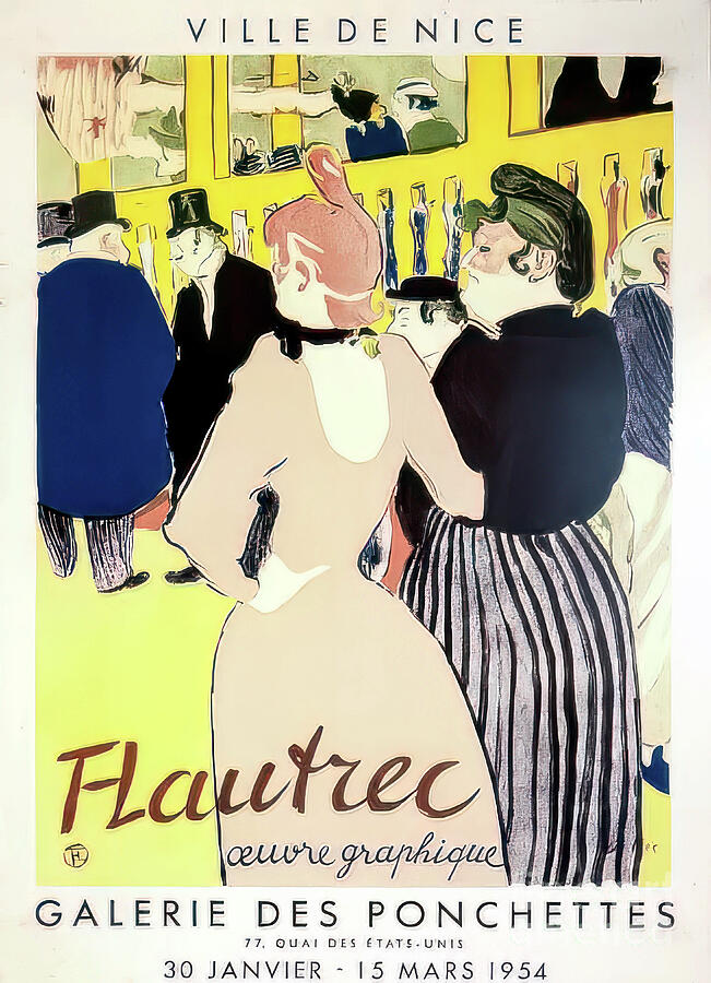 Paris Drawing - Henri de Toulouse Lautrec Art Exhibition Poster Paris 1954 #1 by Henri de Toulouse Lautrec