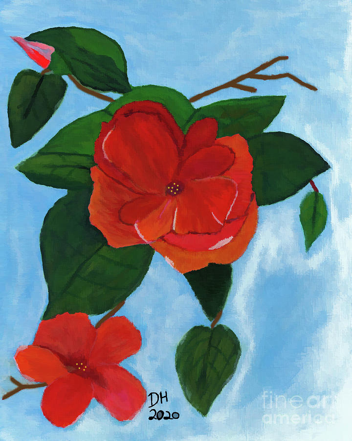 Hibiscus Beauty Painted Painting by D Hackett