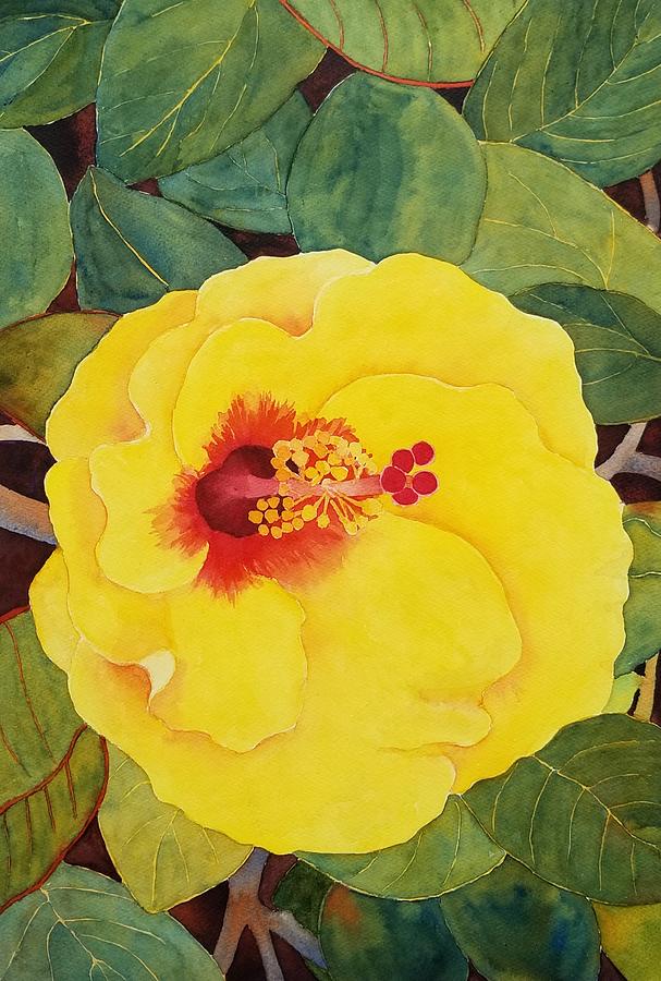 Hibiscus Sunshine #2 Painting by Judy Mercer