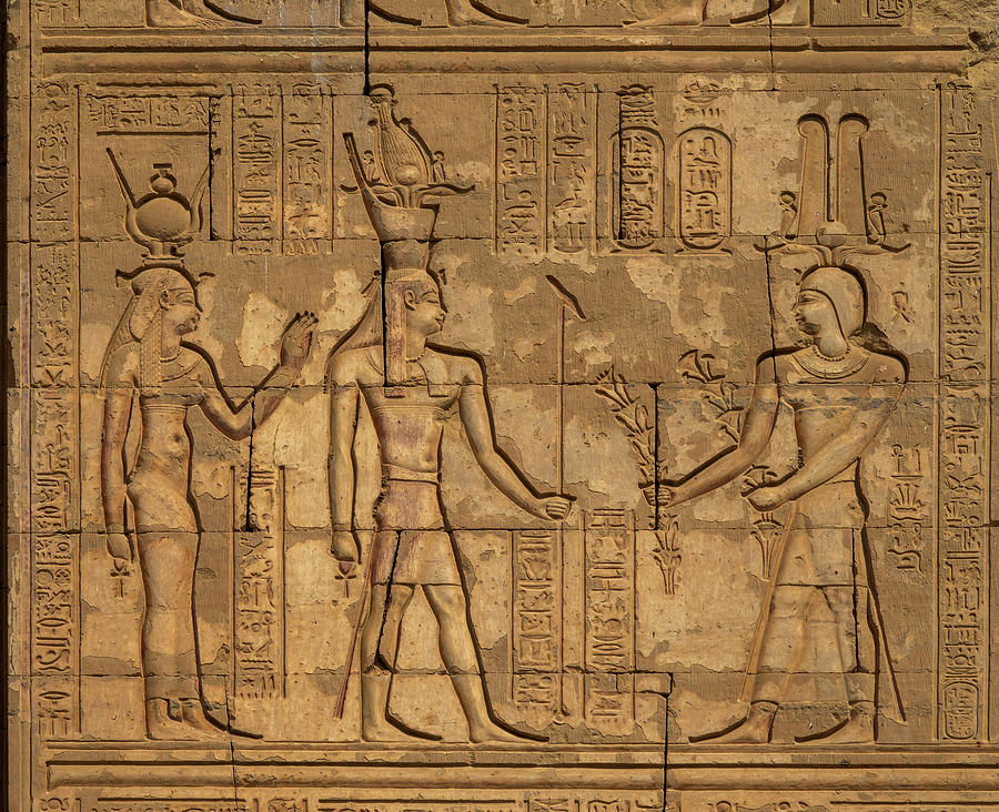 Hieroglyphic egypt carvings on wall #1 Relief by Mikhail Kokhanchikov