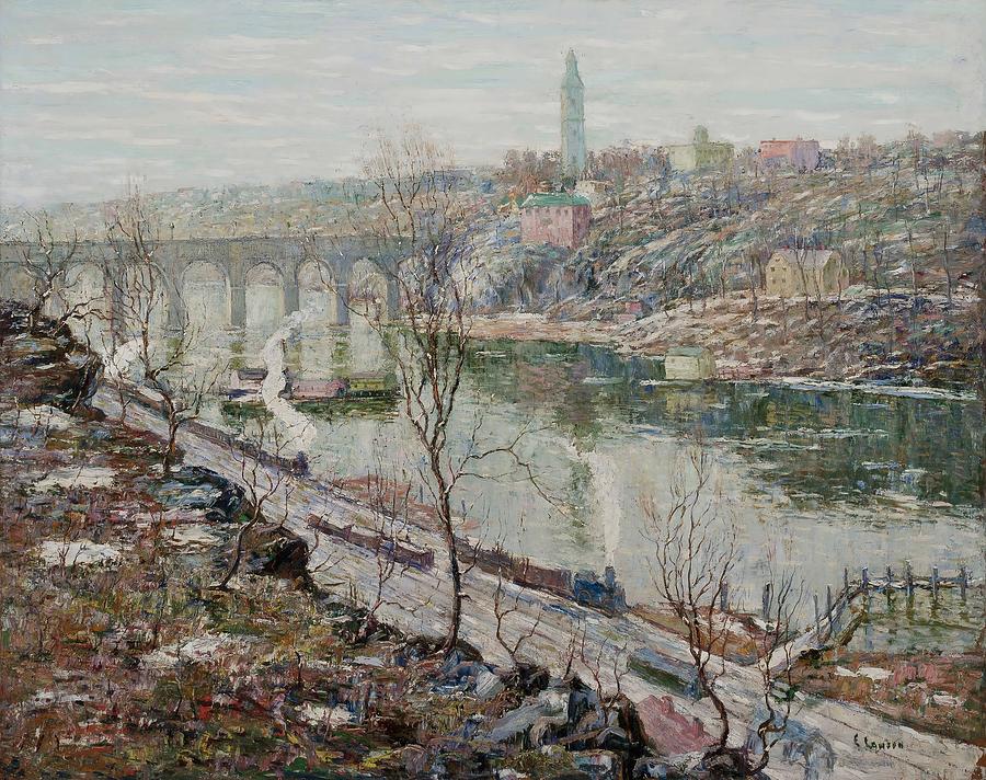 Ernest Lawson Painting - High Bridge  Harlem River  #1 by Ernest Lawson
