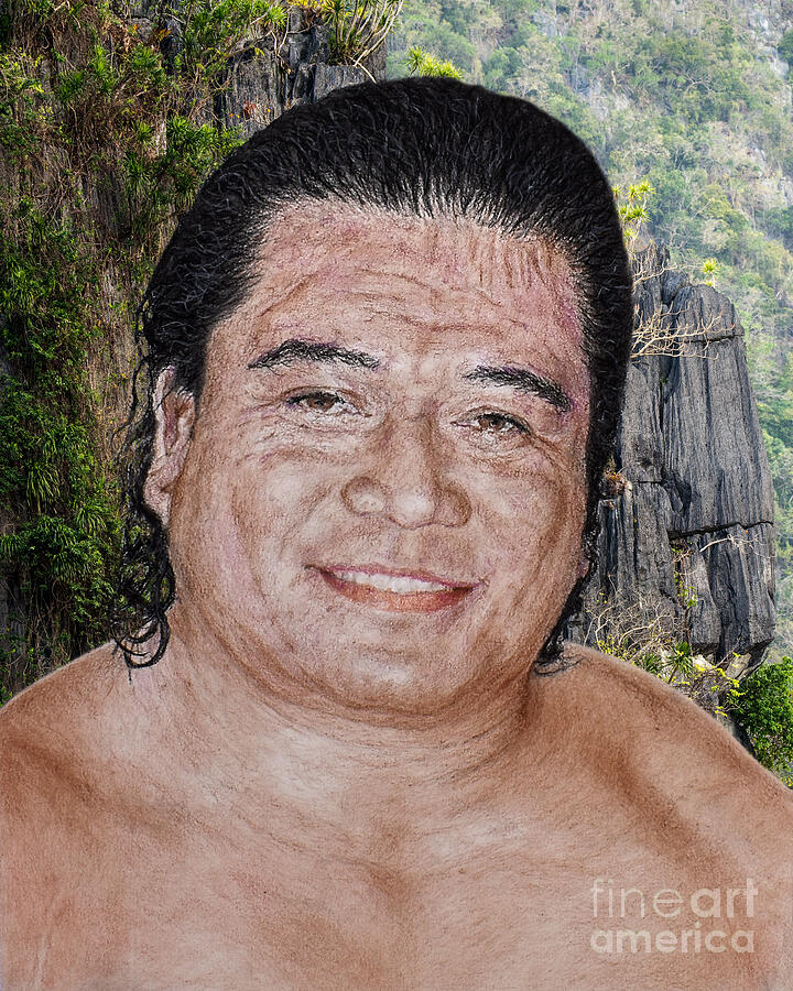 High Chief and Legendary Pro Wrestler Peter Maivia #2 Drawing by Jim Fitzpatrick