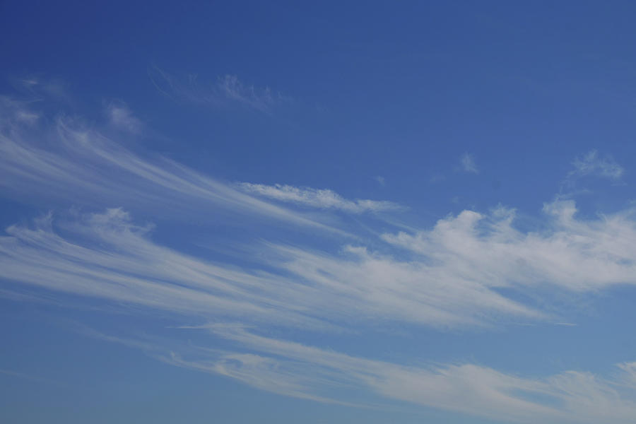 High cirrus clouds and blue sky #1 Photograph by Steve Estvanik