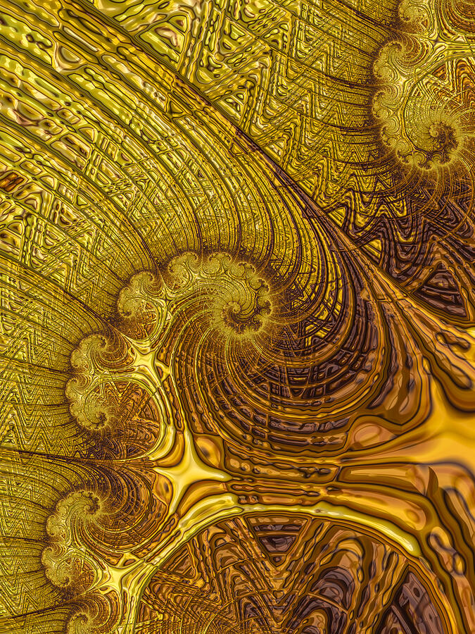 High resolution gold colored fractal background, which pattern reminds of a wall tapestry. #1 Photograph by Instants