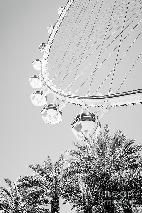 Las Vegas Photograph - High Roller Ferris Wheel Las Vegas Black and White Photo #1 by Paul Velgos