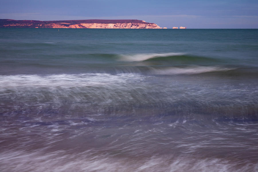 Highcliffe Beach in Dorset with isle of wight in background #1 Photograph by Ian Middleton
