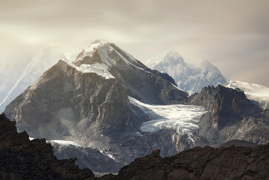 Himalaya Everest mountain peaks  from Gokyo ri glacier Nepal #1 Photograph by Adisorn Fineday Chutikunakorn