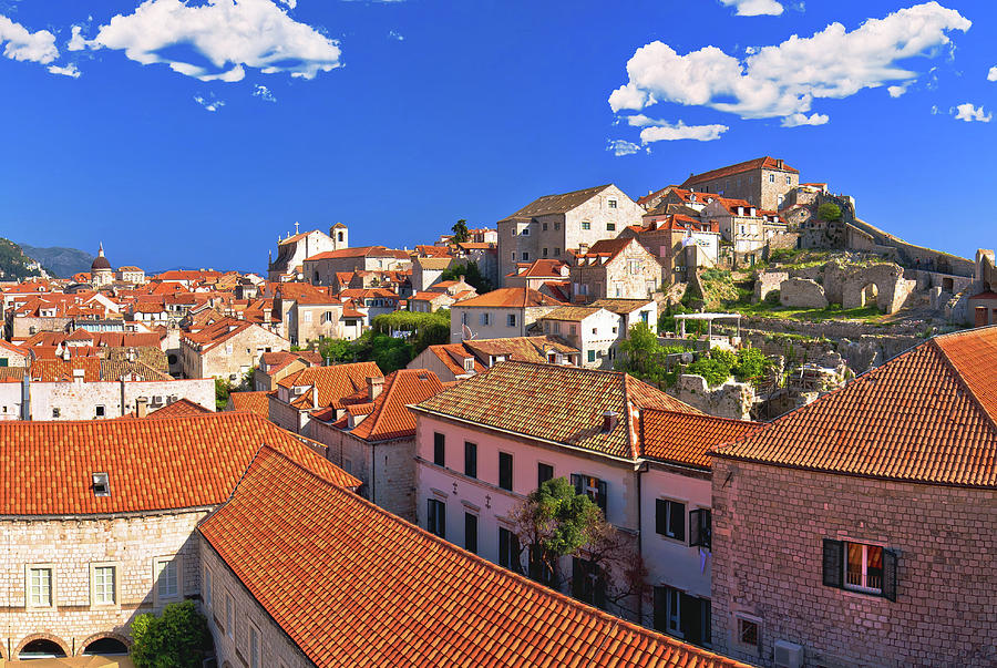 Historic town of Dubrovnik panoramic view from walls #1 Photograph by Brch Photography