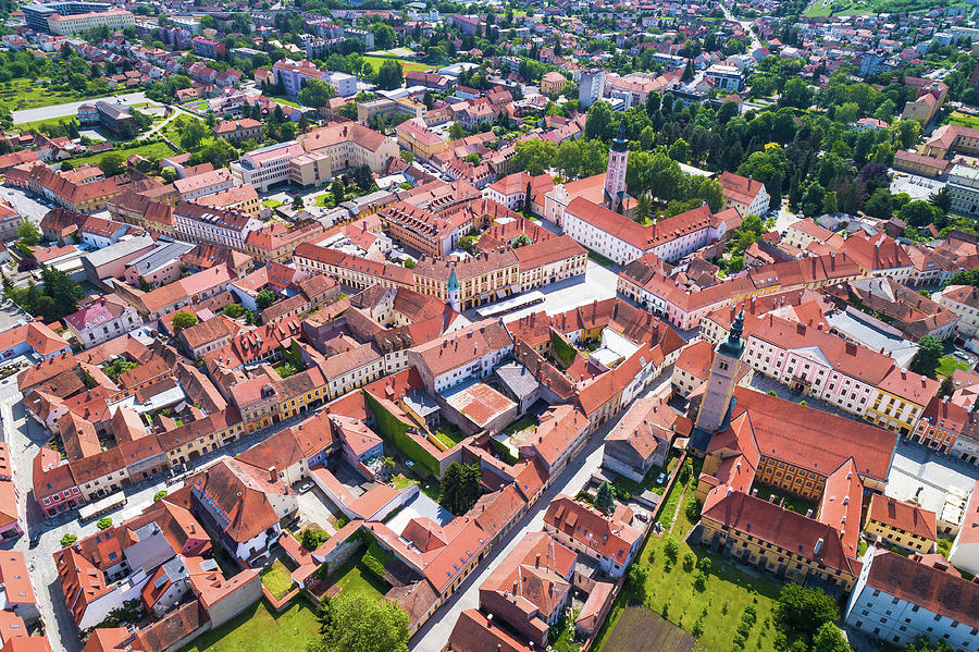 Historic town of Varazdin aerial view, baroque tourist destinati #1 Photograph by Brch Photography