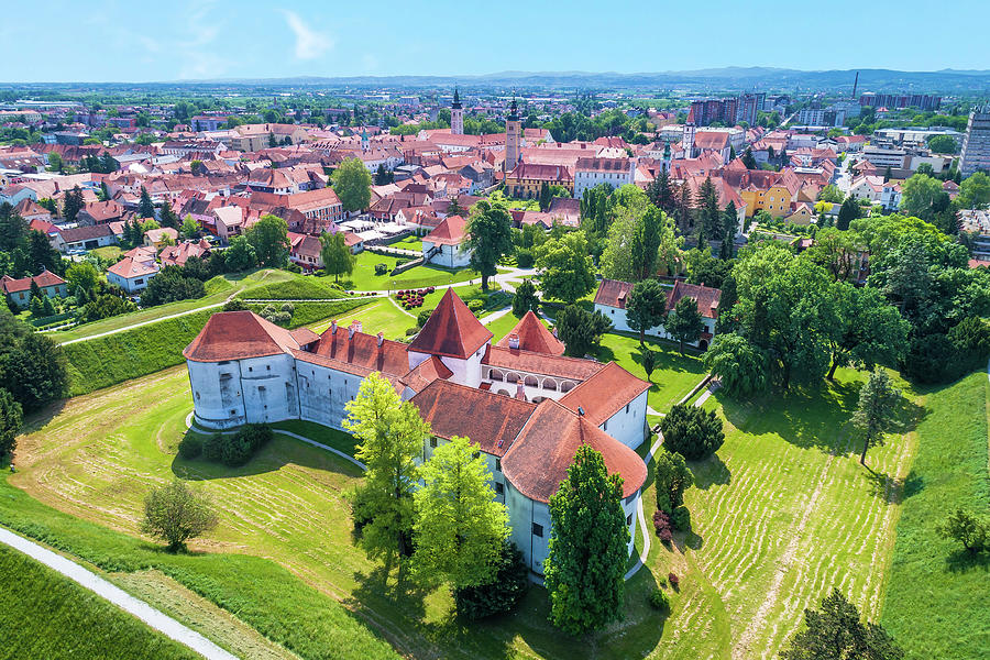 Historic town of Varazdin aerial view #1 Photograph by Brch Photography