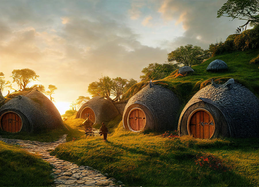 Fantasy Mixed Media - Hobbit Homes #1 by Smart Aviation