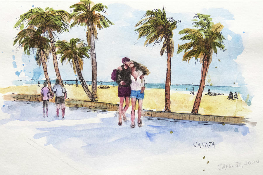 Hollywood Beach-2 Painting by Vanajas Fine-Art