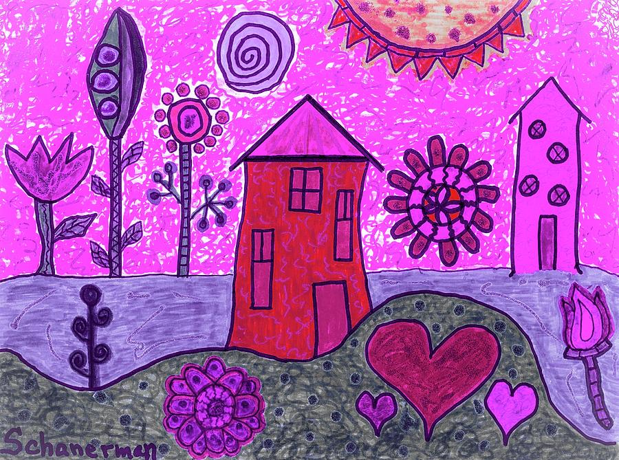 Home Is Where The heART Is #1 Drawing by Susan Schanerman