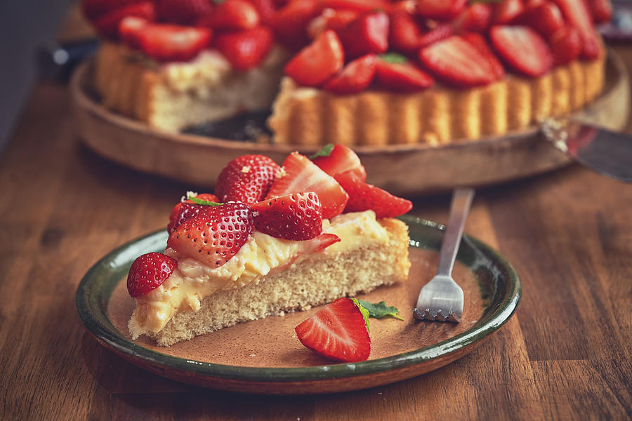 Homemade Strawberry Tart with Vanilla Cream #1 Photograph by GMVozd