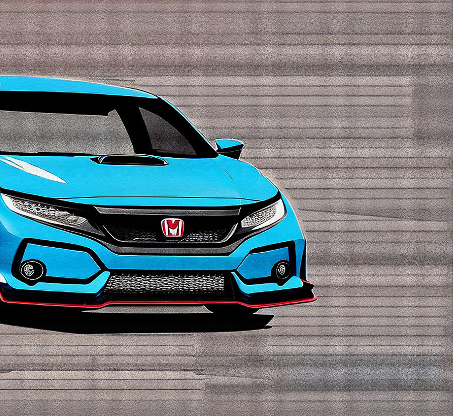 Honda Civic Type R Honda Honda Civic Concept Blue Pop Art Midcentury ...