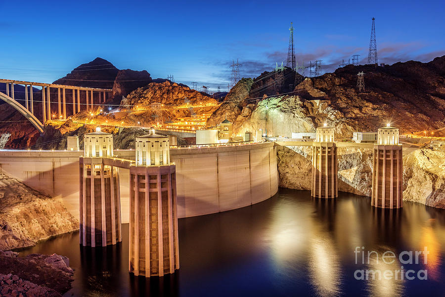 Hoover Dam at Night Las Vegas, Nevada Photograph by FeelingVegas Wall Art and Prints