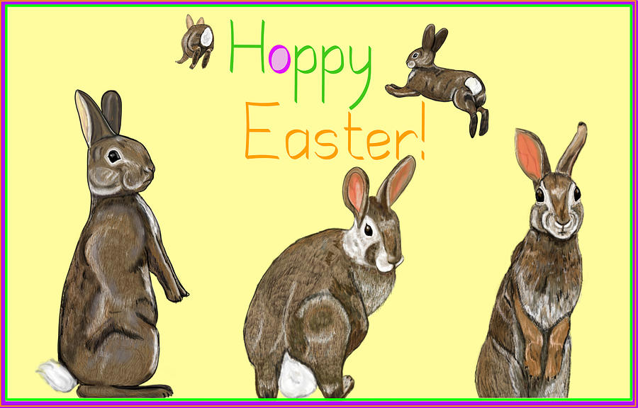 Hoppy Easter #1 Painting by Judy Cuddehe