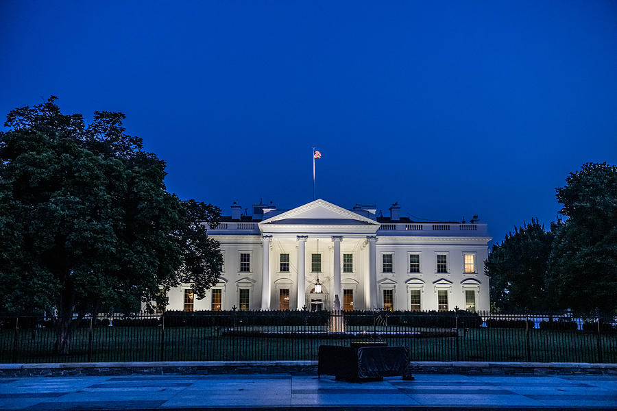Horizontal color photo of White House in Washington DC on a clear summer evening Photograph by Melodie Yvonne