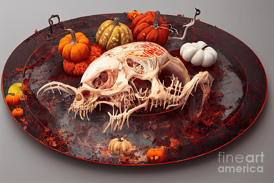 Horror food dish of Halloween dinner #1 Digital Art by Benny Marty