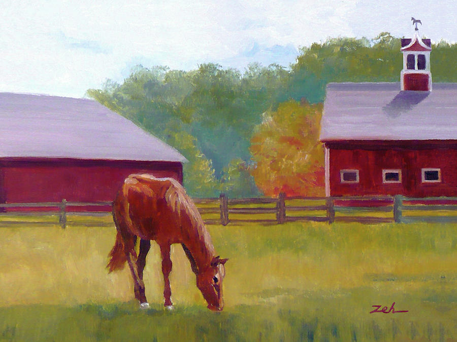 Horse Barn #2 Painting by Janet Zeh