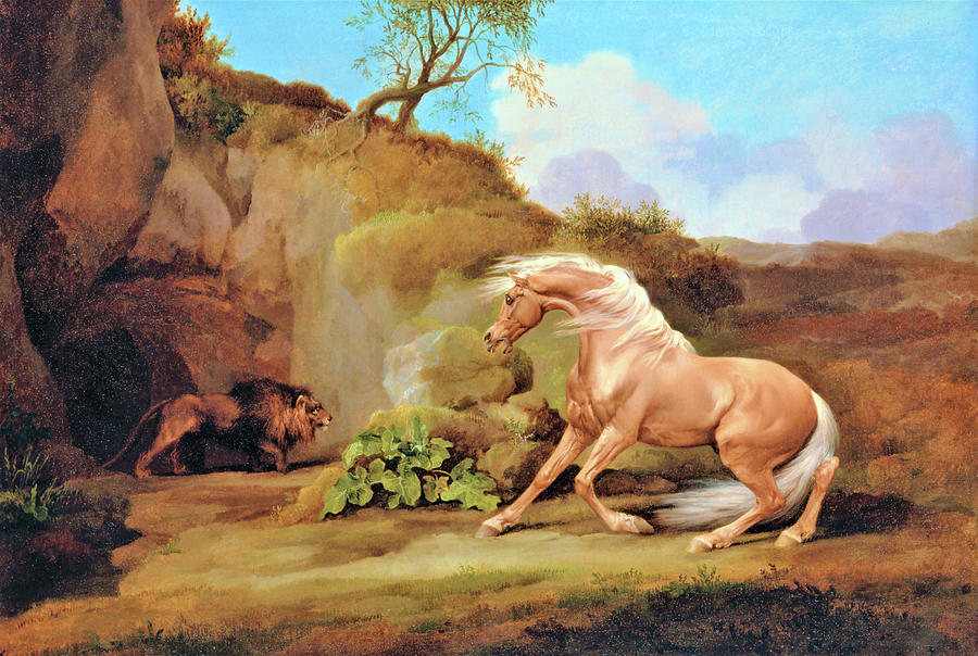 Horse Frightened by a Lion - Digital Remastered Edition #1 Painting by George Stubbs