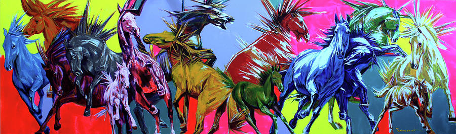 Horses Painting by Tsolmonbat Enkhbat