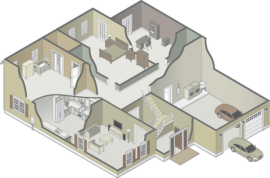 House Cutaway #1 Drawing by Tharrison