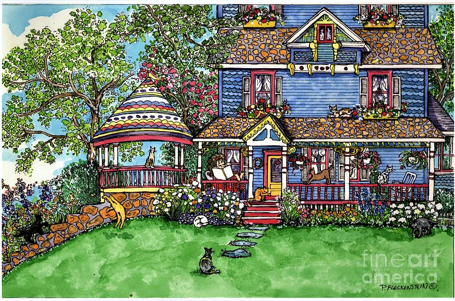 Cat Painting - House Of Cats by Patty Fleckenstein